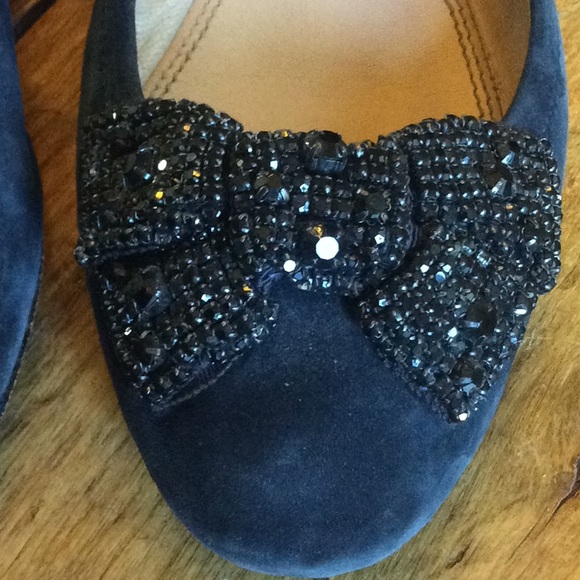 Tory Burch Suede Jeweled Bow Flats - Picture 8 of 8